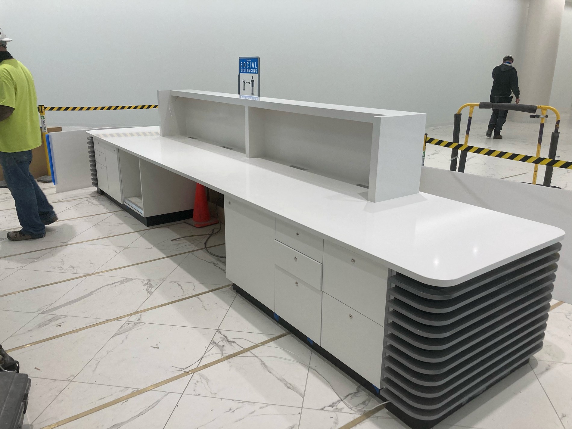 Large commercial solid-surface counter